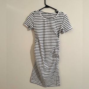 Amazon black and white stripe maternity fitted dress